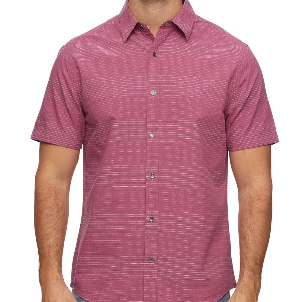 Flag & Anthem Mauve Monroe Dobby Stripe Short Sleeve Woven Shirt